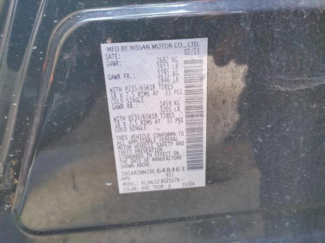 Photo 10 from auction – 2013 NISSAN PATHFINDER with VIN 5N1AR2MN7DC648463