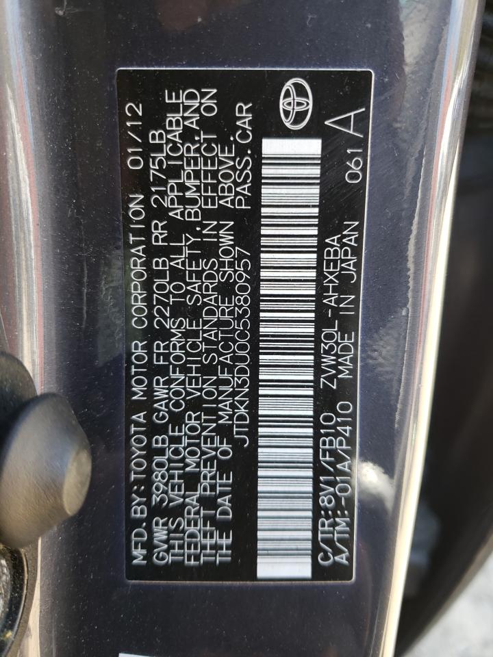 Фото 10 с аукциона – 2012 TOYOTA PRIUS с VIN JTDKN3DU0C5380957