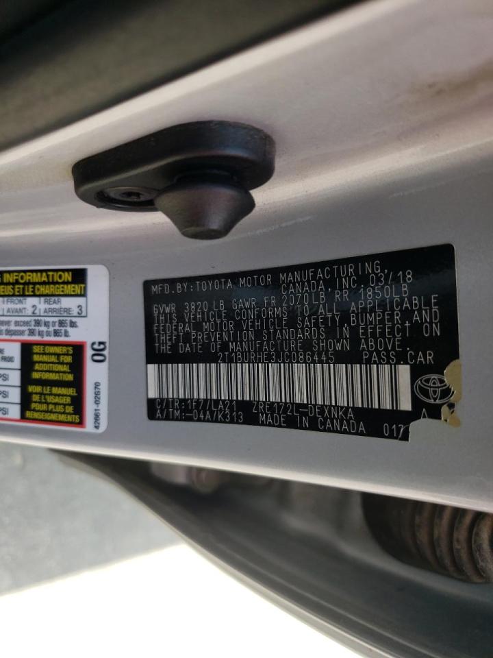 Photo 10 from auction – 2018 TOYOTA COROLLA L with VIN 2T1BURHE3JC086445