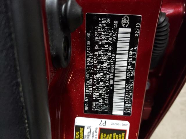 Photo 10 from auction – 2017 TOYOTA CAMRY LE with VIN 4T1BF1FK4HU676246