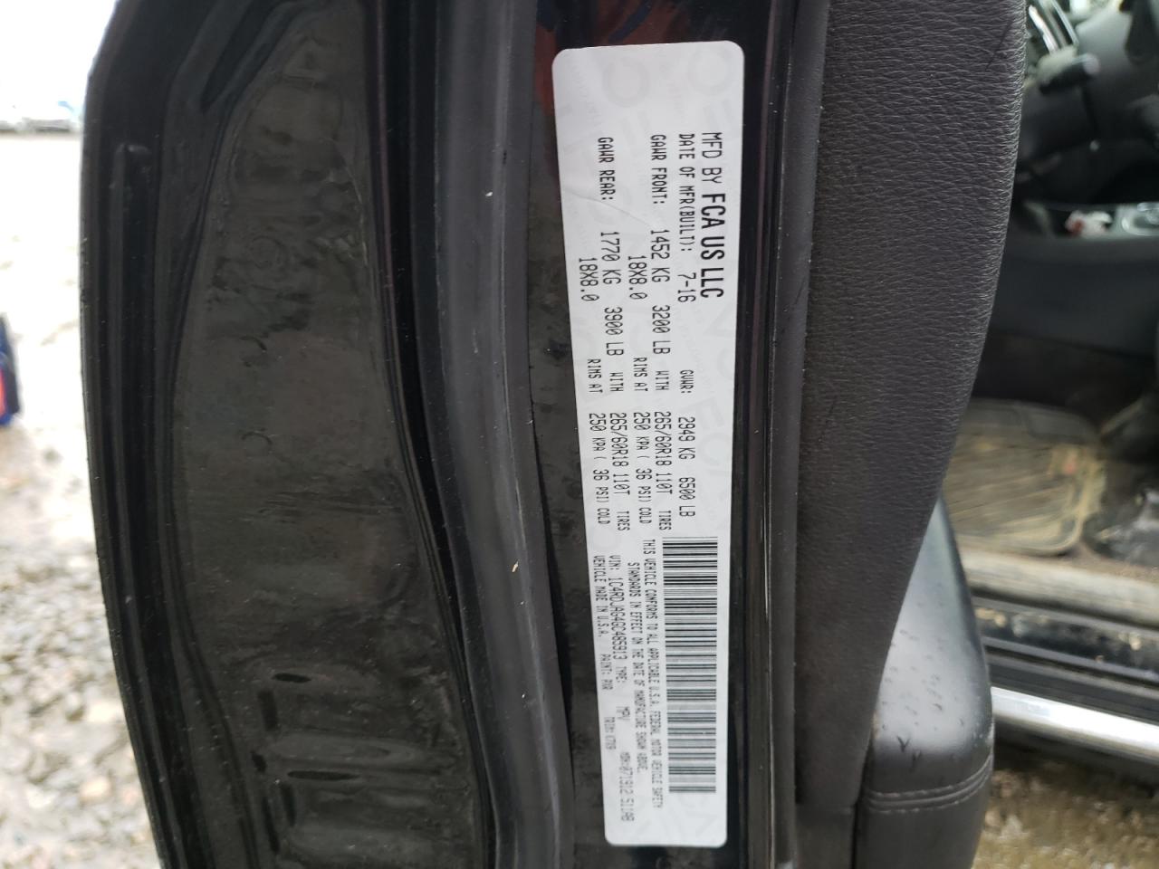 Photo 11 from auction – 2016 DODGE DURANGO SX with VIN 1C4RDJAG4GC485913