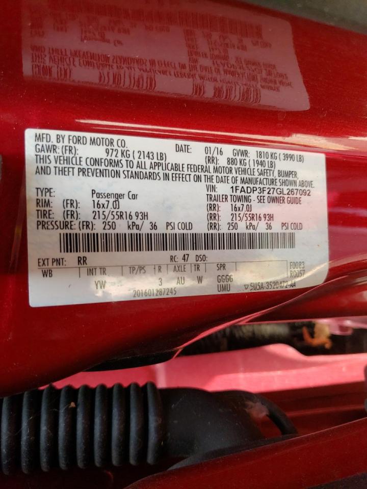 Photo 10 from auction – 2016 FORD FOCUS SE with VIN 1FADP3F27GL267092