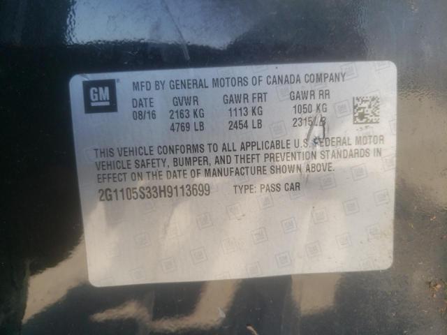 Photo 10 from auction – 2017 CHEVROLET IMPALA LT with VIN 2G1105S33H9113699