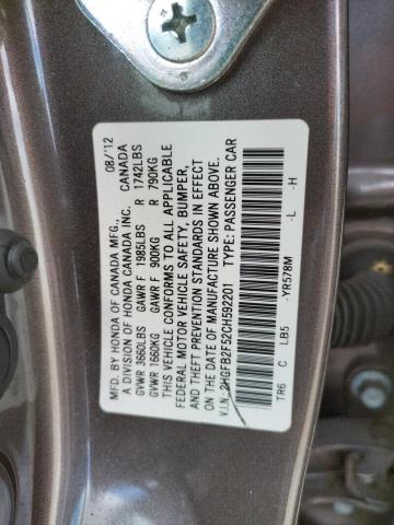 Photo 10 from auction – 2012 HONDA CIVIC LX with VIN 2HGFB2F52CH592201