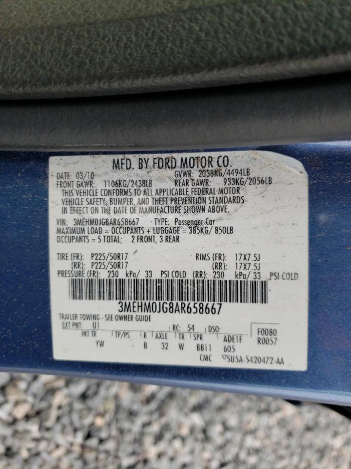 Photo 10 from auction – 2010 MERCURY MILAN PREM with VIN 3MEHM0JG8AR658667