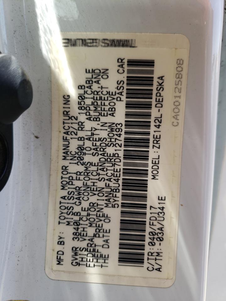 Photo 10 from auction – 2013 TOYOTA COROLLA BA with VIN 5YFBU4EE7DP127493