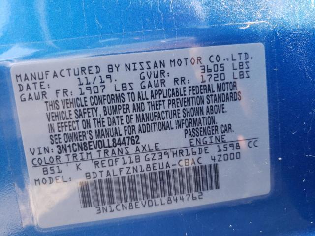 Photo 10 from auction – 2020 NISSAN VERSA SV with VIN 3N1CN8EV0LL844762