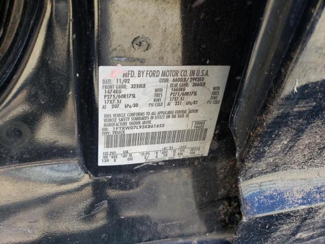 Photo 10 from auction – 2003 FORD F150 SUPER with VIN 1FTRW07L93KB61655