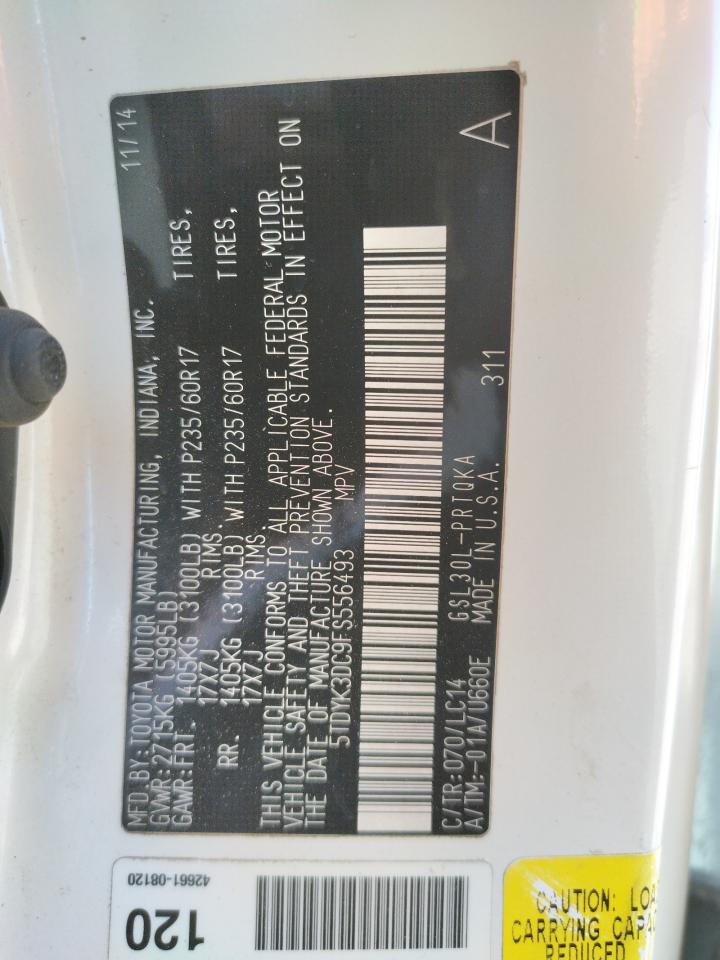 Photo 10 from auction – 2015 TOYOTA SIENNA XLE with VIN 5TDYK3DC9FS556493