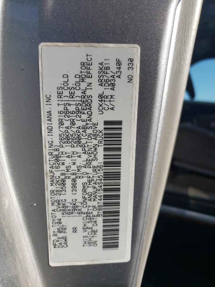 Photo 10 from auction – 2004 TOYOTA TUNDRA ACC with VIN 5TBBT44154S451561