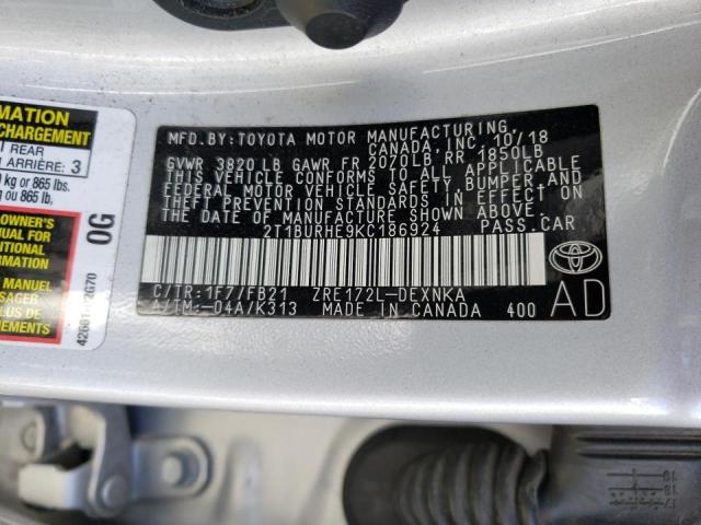 Photo 10 from auction – 2019 TOYOTA COROLLA L with VIN 2T1BURHE9KC186924