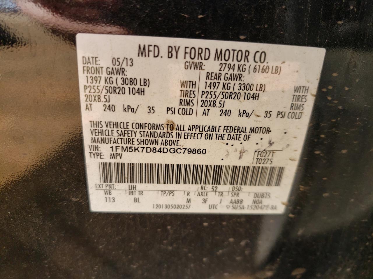 Photo 20 from auction – 2013 FORD EXPLORER X with VIN 1FM5K7D84DGC79860