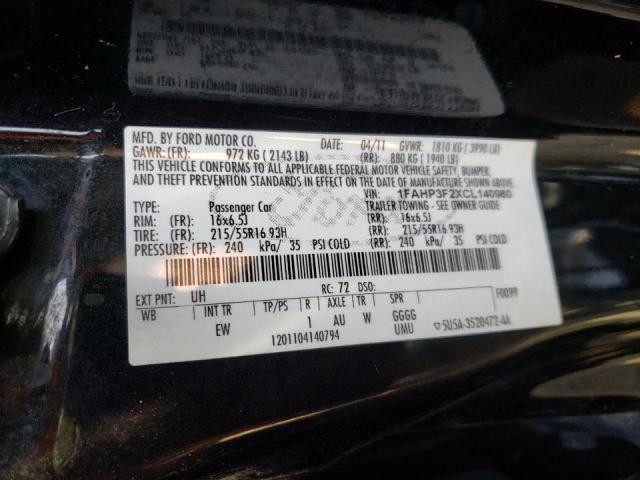 Photo 10 from auction – 2012 FORD FOCUS SE with VIN 1FAHP3F2XCL140980