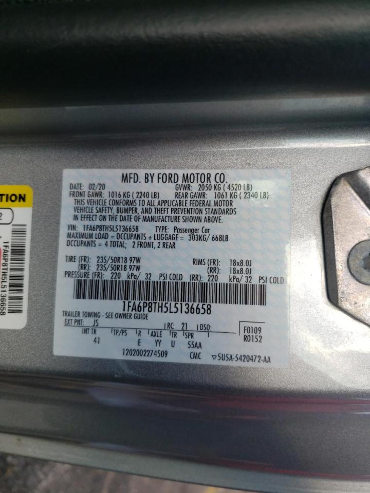 Photo 10 from auction – 2020 FORD MUSTANG with VIN 1FA6P8TH5L5136658