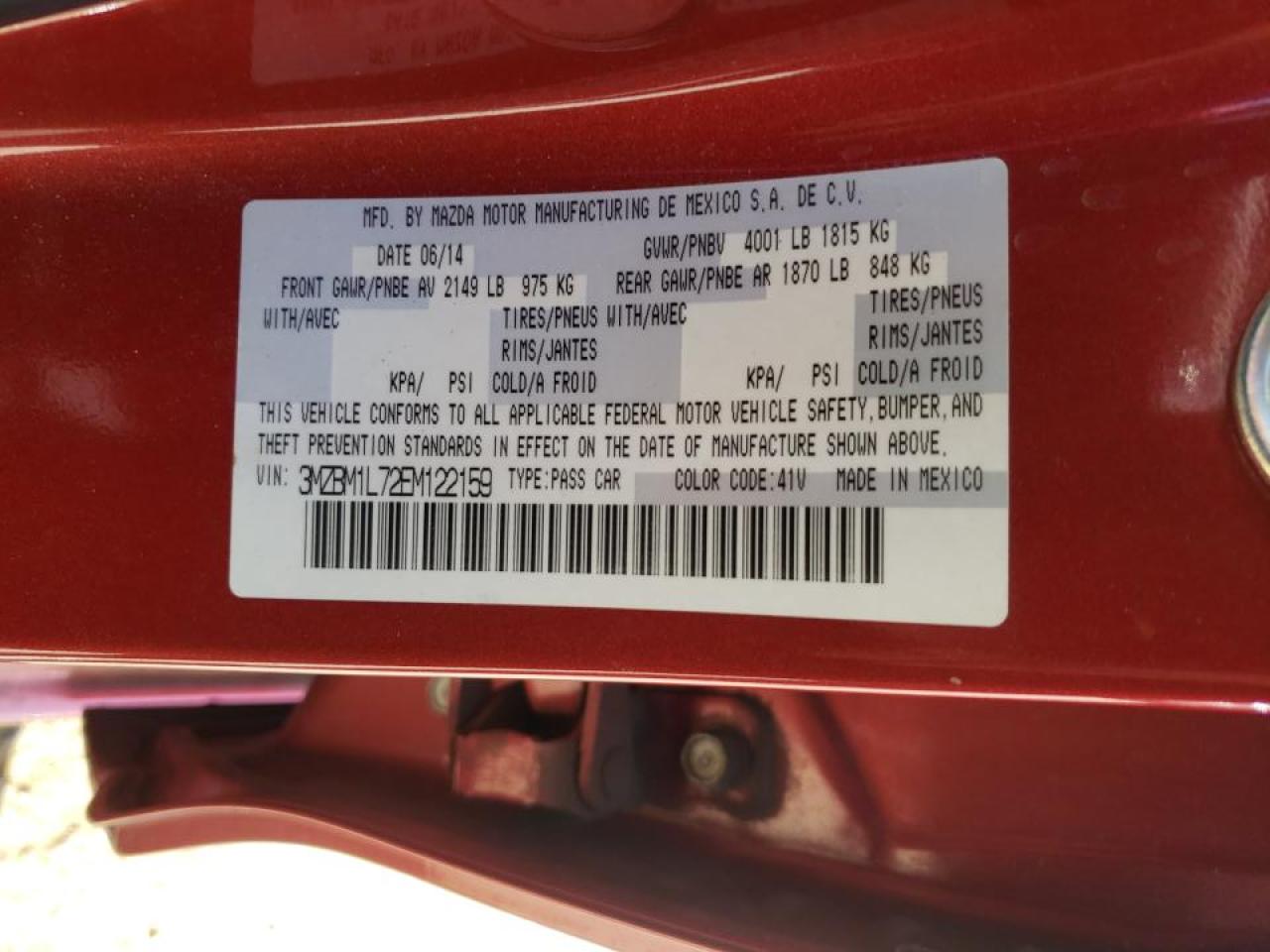 Photo 10 from auction – 2014 MAZDA 3 TOURING with VIN 3MZBM1L72EM122159