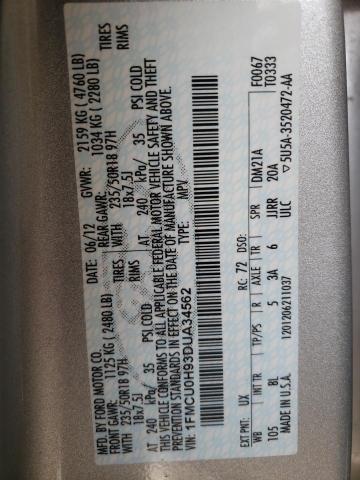 Photo 10 from auction – 2013 FORD ESCAPE SEL with VIN 1FMCU0H93DUA34562