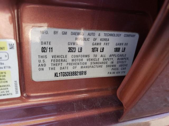 Photo 10 from auction – 2011 CHEVROLET AVEO LT with VIN KL1TG5DE8BB216916