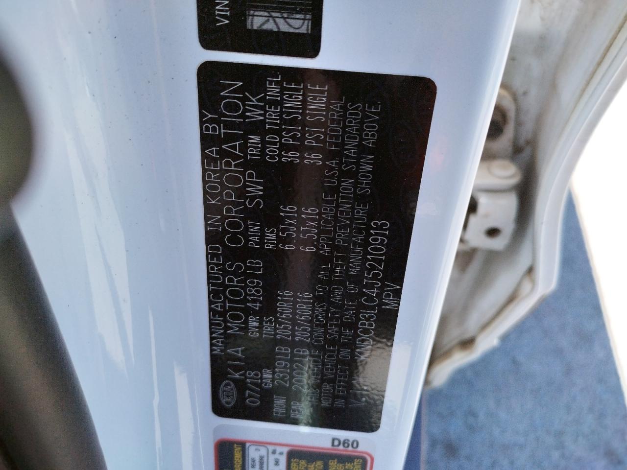 Photo 10 from auction – 2018 KIA NIRO FE with VIN KNDCB3LC4J5210913
