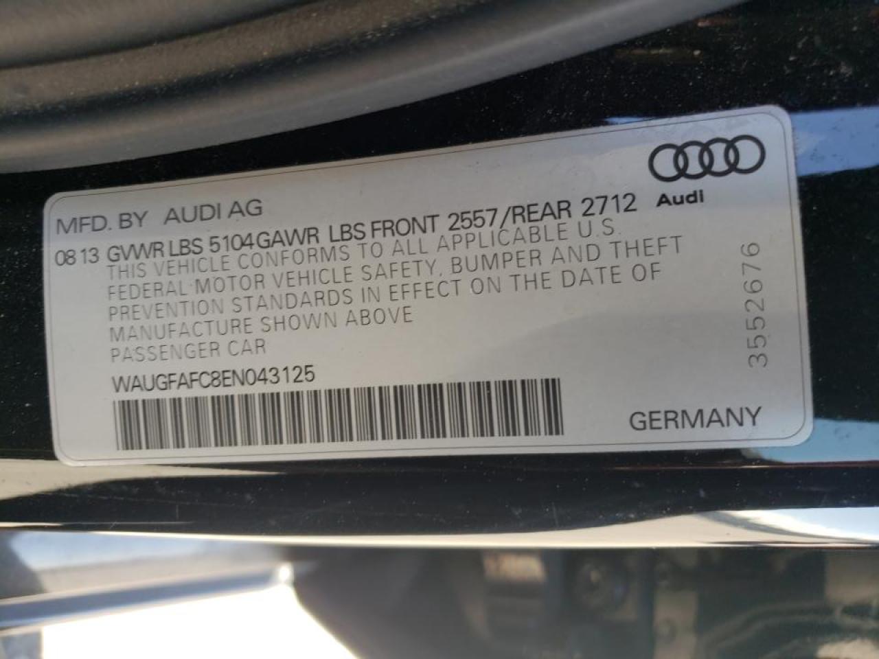 Photo 10 from auction – 2014 AUDI A6 PREMIUM with VIN WAUGFAFC8EN043125