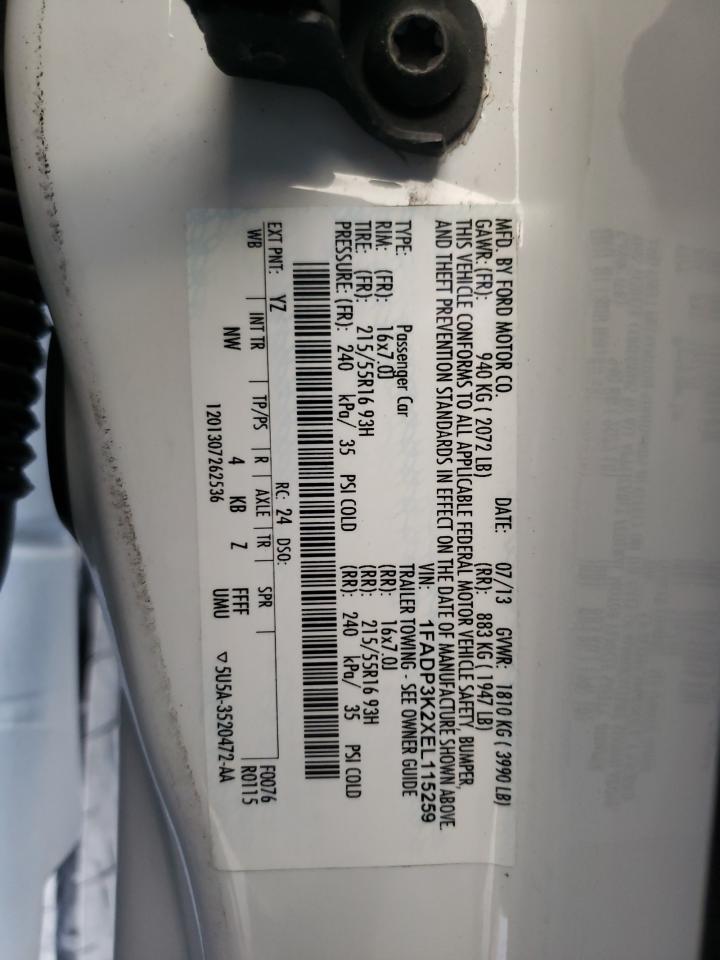 Фото 10 с аукциона – 2014 FORD FOCUS SE с VIN 1FADP3K2XEL115259