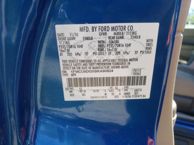 Photo 10 from auction – 2011 FORD ESCAPE XLT with VIN 1FMCU9DGXBKA90824