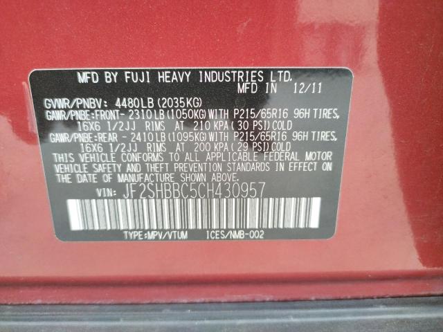 Photo 10 from auction – 2012 SUBARU FORESTER 2 with VIN JF2SHBBC5CH430957