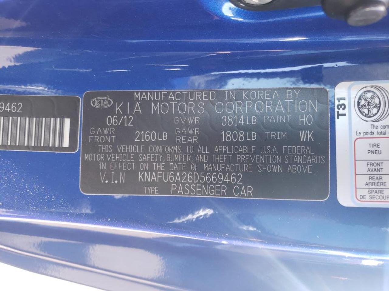 Photo 10 from auction – 2013 KIA FORTE EX with VIN KNAFU6A26D5669462