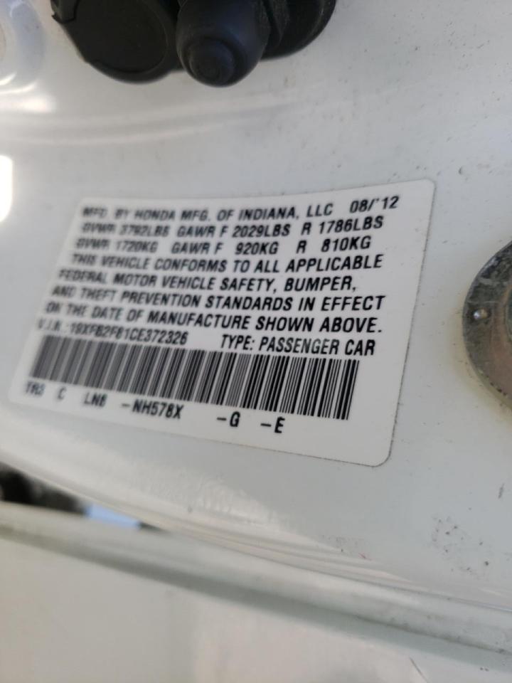 Photo 10 from auction – 2012 HONDA CIVIC EX with VIN 19XFB2F81CE372326