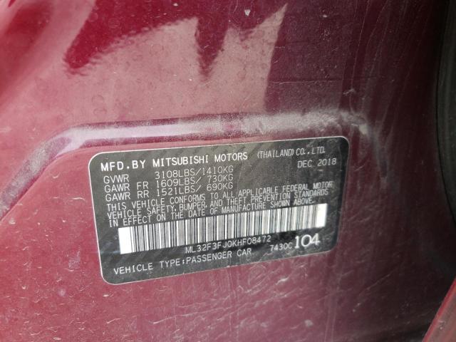 Photo 10 from auction – 2019 MITSUBISHI MIRAGE G4 with VIN ML32F3FJ0KHF08472