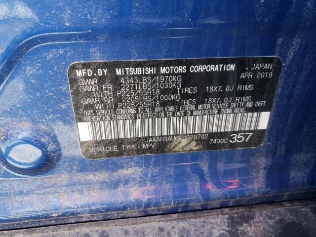Photo 10 from auction – 2019 MITSUBISHI OUTLANDER with VIN JA4AR3AU6KU029702