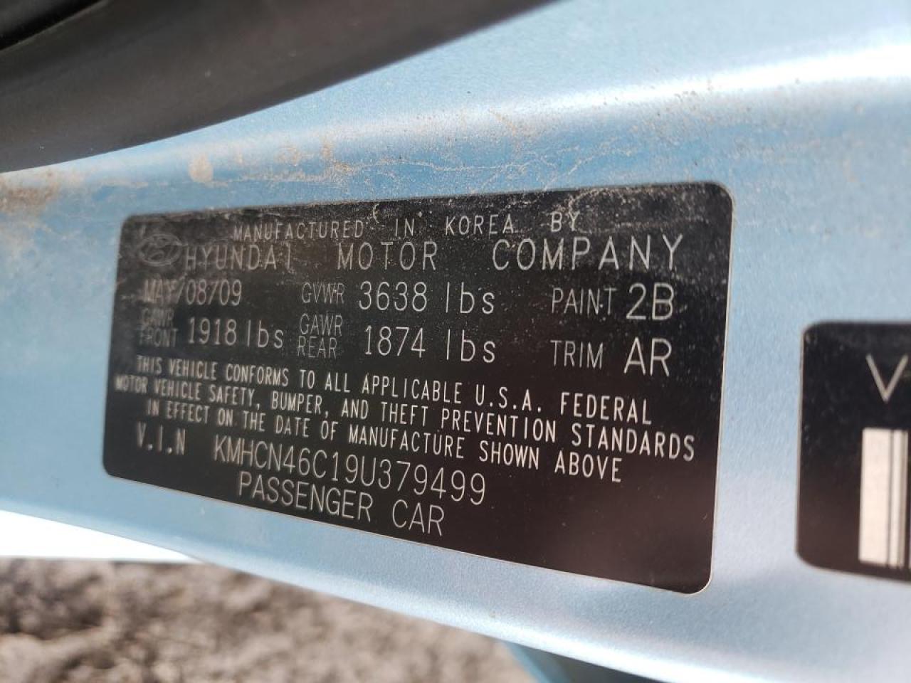 Photo 10 from auction – 2009 HYUNDAI ACCENT GLS with VIN KMHCN46C19U379499