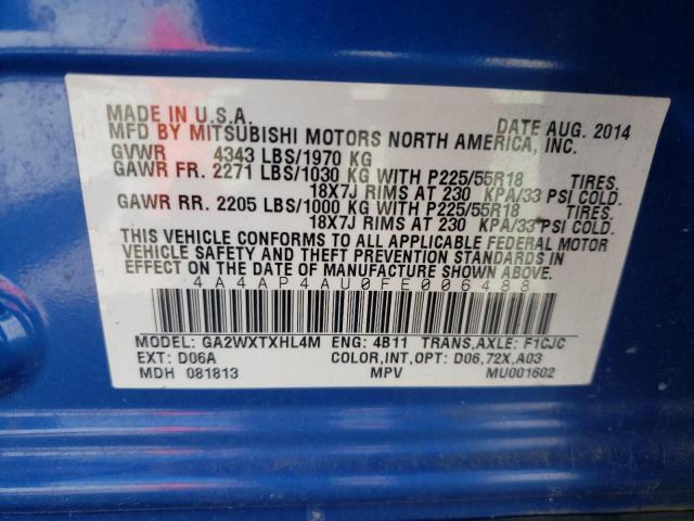 Photo 10 from auction – 2015 MITSUBISHI OUTLANDER with VIN 4A4AP4AU0FE006488