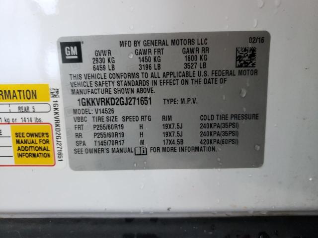 Photo 10 from auction – 2016 GMC ACADIA SLT with VIN 1GKKVRKD2GJ271651