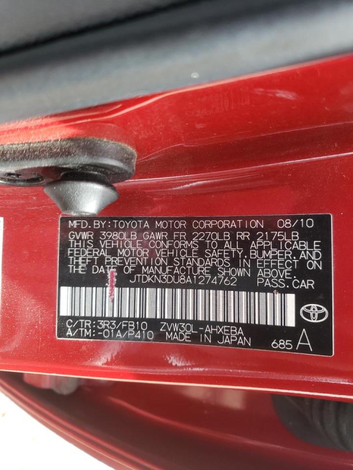 Photo 10 from auction – 2010 TOYOTA PRIUS with VIN JTDKN3DU8A1274762