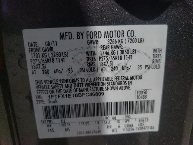 Photo 10 from auction – 2011 FORD F150 SUPER with VIN 1FTFX1ET8BFC46809
