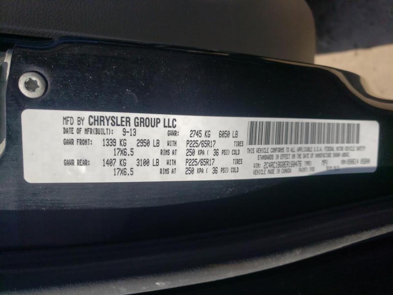 Photo 10 from auction – 2014 CHRYSLER TOWN & COU with VIN 2C4RC1BG8ER160476