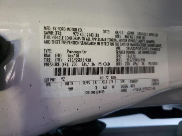 Photo 10 from auction – 2015 FORD FOCUS SE with VIN 1FADP3F23FL334902