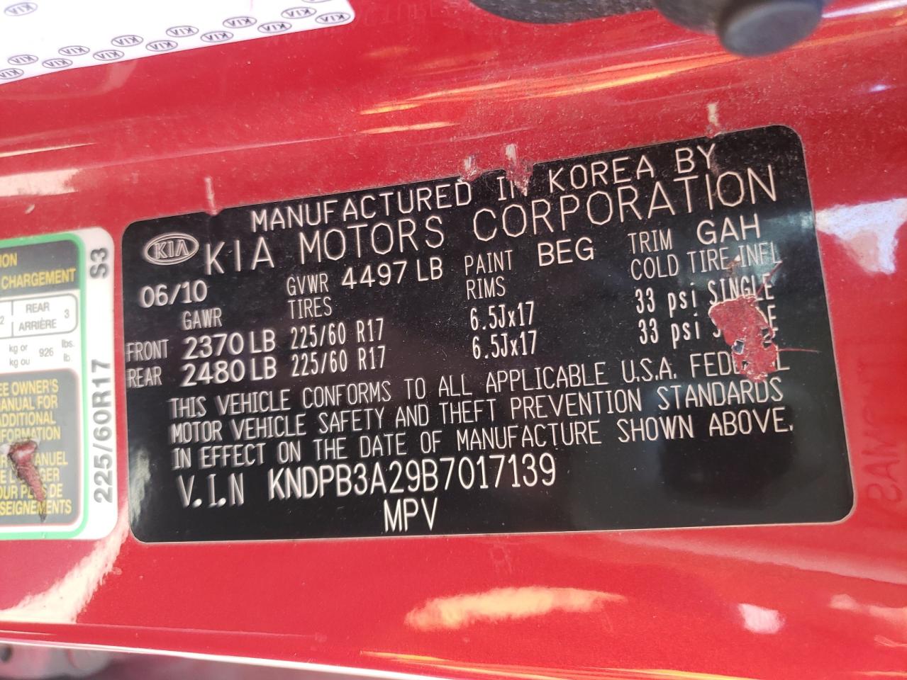 Photo 10 from auction – 2011 KIA SPORTAGE L with VIN KNDPB3A29B7017139