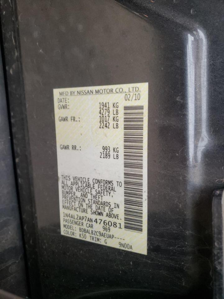 Photo 10 from auction – 2010 NISSAN ALTIMA BAS with VIN 1N4AL2AP7AN476081