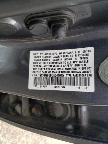 Photo 10 from auction – 2013 HONDA CIVIC LX with VIN 19XFB2F59DE041615