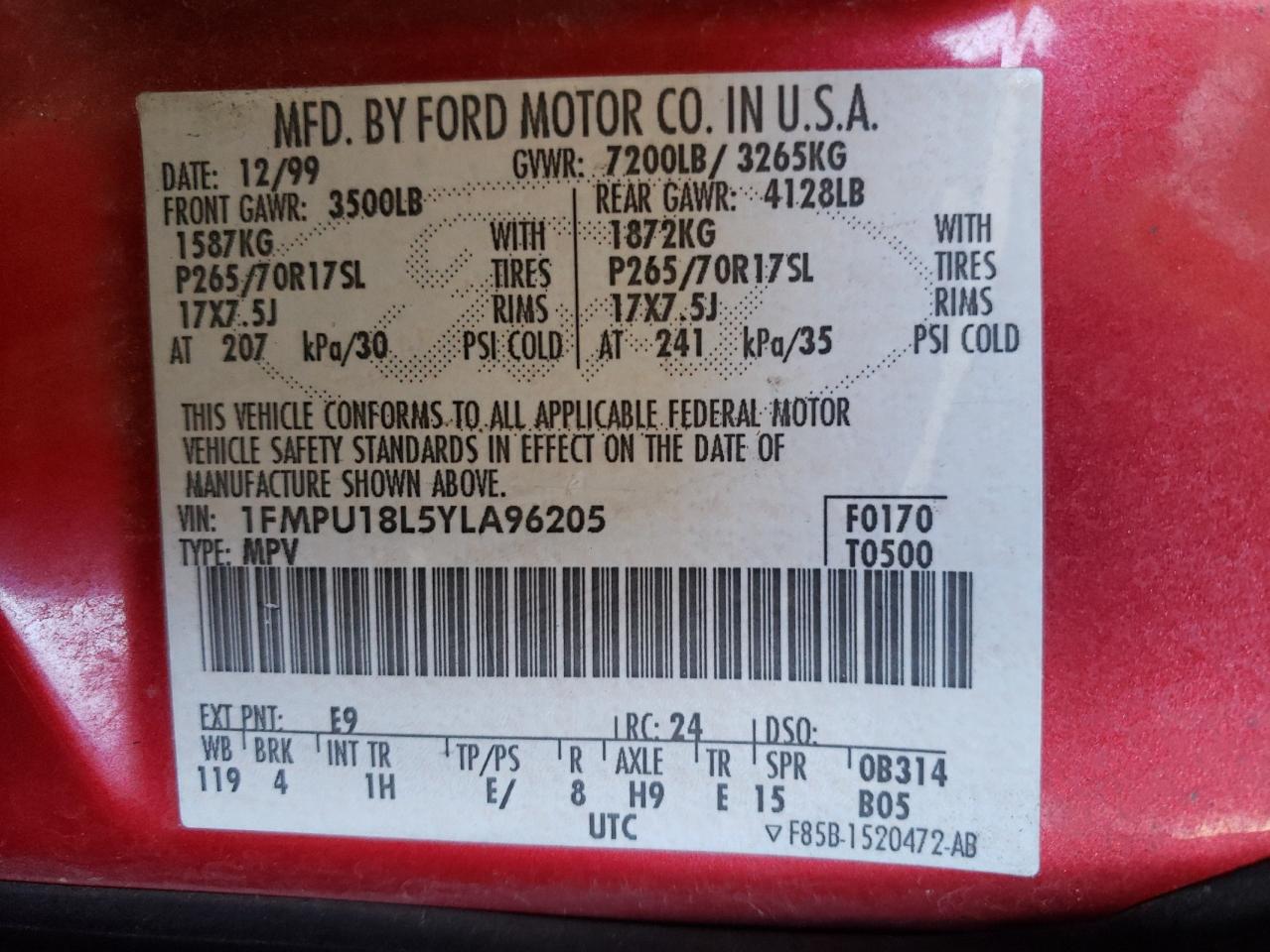 Photo 10 from auction – 2000 FORD EXPEDITION with VIN 1FMPU18L5YLA96205