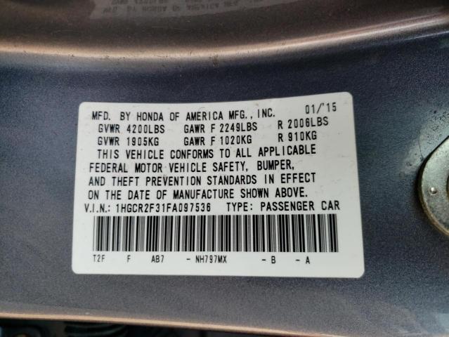 Photo 10 from auction – 2015 HONDA ACCORD LX with VIN 1HGCR2F31FA097536
