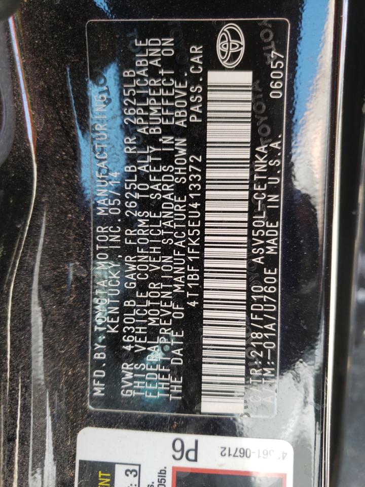 Foto 10 de la subasta – 2014 TOYOTA CAMRY L con VIN 4T1BF1FK5EU413372
