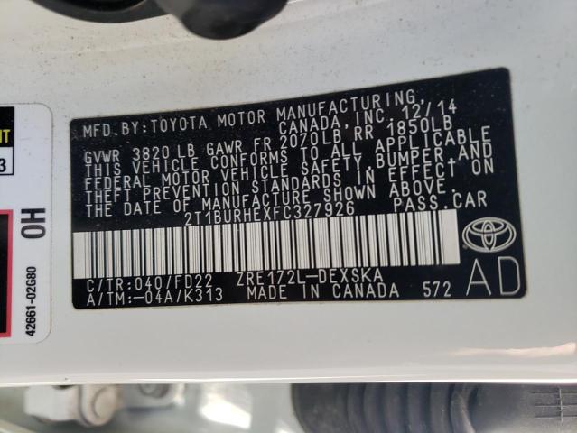 Photo 10 from auction – 2015 TOYOTA COROLLA L with VIN 2T1BURHEXFC327926