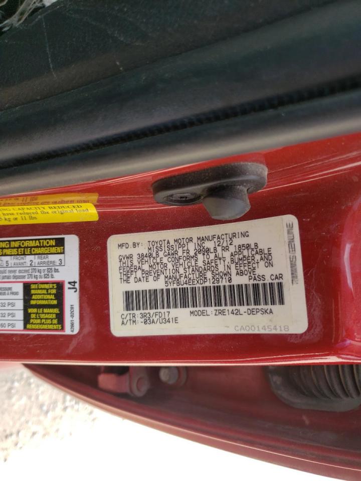 Photo 10 from auction – 2013 TOYOTA COROLLA BA with VIN 5YFBU4EEXDP129710