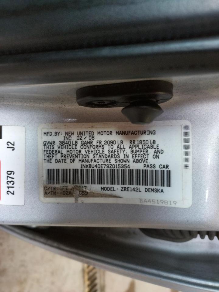 Photo 10 from auction – 2009 TOYOTA COROLLA BA with VIN 1NXBU40E79Z015354
