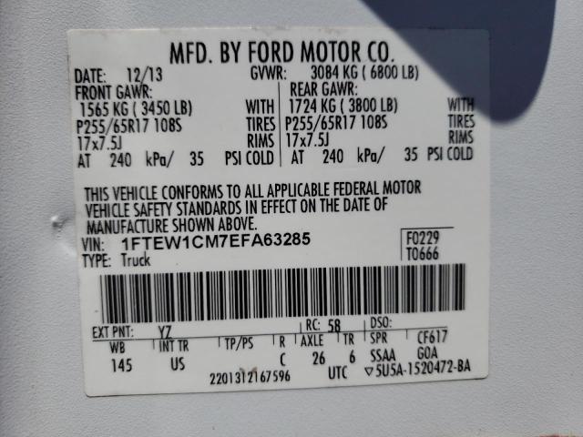Photo 10 from auction – 2014 FORD F150 SUPER with VIN 1FTEW1CM7EFA63285