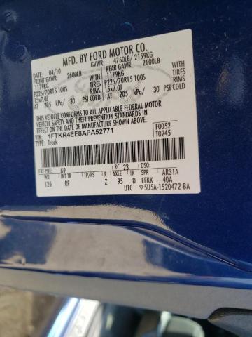 Foto 10 de la subasta – 2010 FORD RANGER SUP con VIN 1FTKR4EE8APA52771