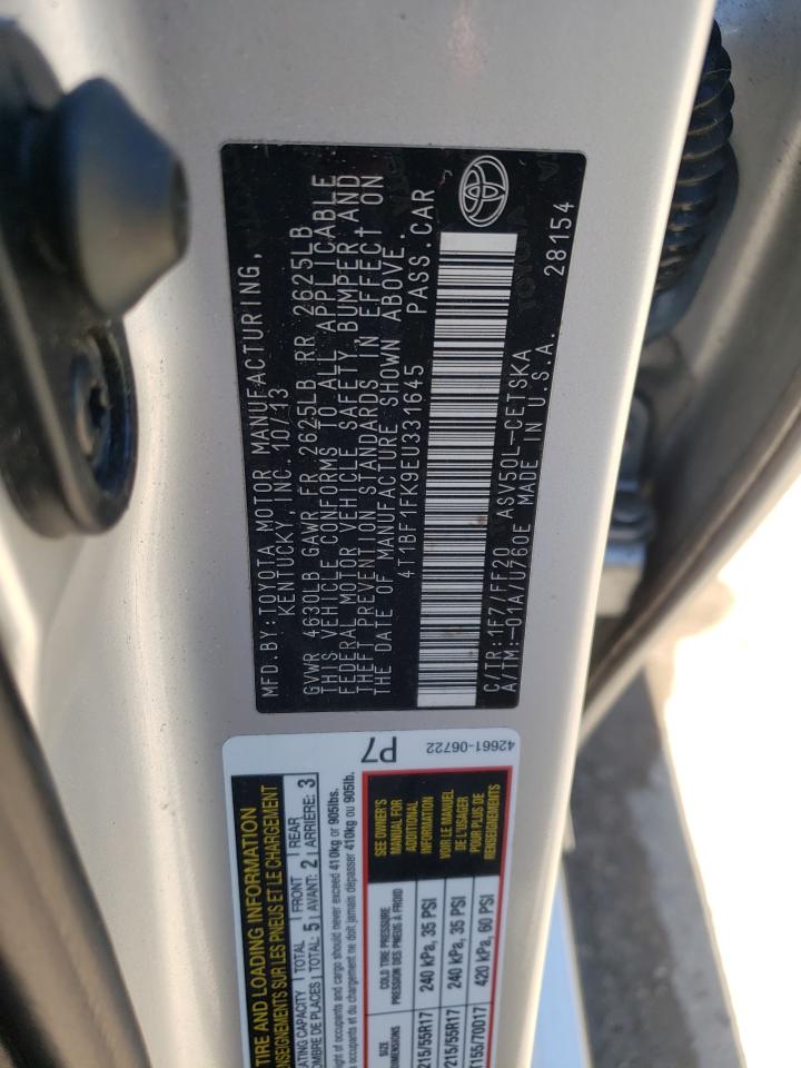 Photo 10 from auction – 2014 TOYOTA CAMRY L with VIN 4T1BF1FK9EU331645