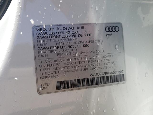 Photo 10 from auction – 2016 AUDI Q5 PREMIUM with VIN WA1D7AFP6GA078207